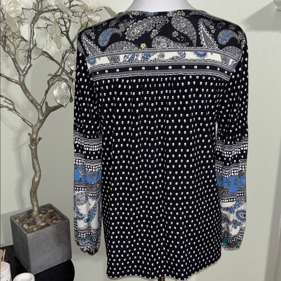 Style & Co. Black and Blue Patterned Blouse - Picture 4 of 4